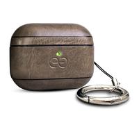Coque Dreem en Cuir végan pour AirPods Pro 3, avec Mousqueton Porte-clés, Coque Rigide protectrice en Plastique + Finition Cuir, Compatible MagSafe, avec Effet Reveal Motion [Om:Fumé]