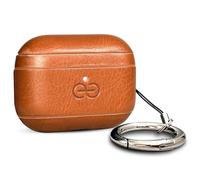 Coque Dreem en Cuir végan pour AirPods Pro 3, avec Mousqueton Porte-clés, Coque Rigide protectrice en Plastique + Finition Cuir, Compatible MagSafe, avec Effet Reveal Motion [Om:Caramel]