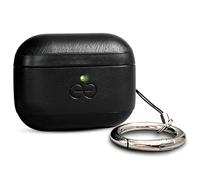 Coque Dreem en Cuir végan pour AirPods Pro 3, avec Mousqueton Porte-clés, Coque Rigide protectrice en Plastique + Finition Cuir, Compatible MagSafe, avec Effet Reveal Motion [Om:Noir]