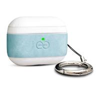 Coque Dreem en Cuir végan pour AirPods Pro 3, avec Mousqueton Porte-clés, Coque Rigide protectrice en Plastique + Finition Cuir, Compatible MagSafe, avec Effet Reveal Motion [Om:Light Blue/White]
