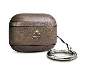Coque Dreem en Cuir végan pour AirPods Pro 3, avec Mousqueton Porte-clés, Coque Rigide protectrice en Plastique + Finition Cuir, Compatible MagSafe, avec Effet Reveal Motion [Om:Fumé]