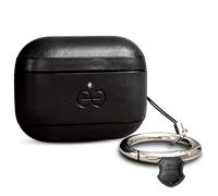 Coque Dreem en Cuir véritable pour AirPods Pro 3, Mousqueton Porte-clés, Coque Rigide de Protection en Plastique Dur + Cuir Premium, Compatible avec MagSafe, Effet Reveal Motion [Om:Noir]
