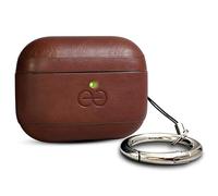 Coque Dreem en Cuir véritable pour AirPods Pro 3, Mousqueton Porte-clés, Coque Rigide de Protection en Plastique Dur + Cuir Premium, Compatible avec MagSafe, Effet Reveal Motion [Om:Chestnut]