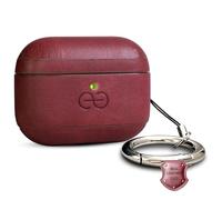 Coque Dreem en Cuir véritable pour AirPods Pro 3, Mousqueton Porte-clés, Coque Rigide de Protection en Plastique Dur + Cuir Premium, Compatible avec MagSafe, Effet Reveal Motion [Om:Wine]