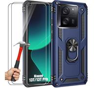 Coque - E.F.CONNECTION - pour Xiaomi 13T/13T Pro - Renforcée - Support 360° - 2 Verres Trempés - Bleu Marine