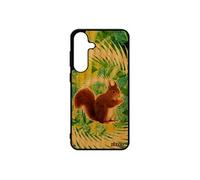 Coque ecureuil pour Samsung S25+ Plus en bois silicone personnalisé mandala unique telephone design texture animal vert foret pour galaxy