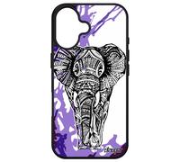 Coque Elephant Pour Apple Iphone 16 Silicone D'afrique Violet Fantaisie Tribal Dessin Motif Sagesse Arbre Azteque Art De Protection