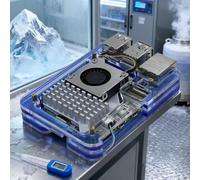 Coque en acrylique 5 couches pour Raspberry Pi 5 conçue pour une compatibilité de refroidissement actif et une protection fiable de l'appareil (cuivre bleu)