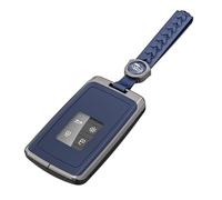 Coque en alliage de zinc Aolly pour clé de voiture Renault à 4 boutons, étui porte-carte intelligente sans clé compatible avec Clio/Megane/Kadjar/Captur/Dacia Duster, livré avec porte-clés - Bleu