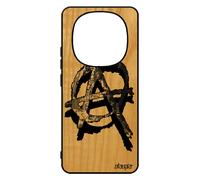 Coque En Bois 14 Pro+ Plus 5g /Redmi Note 14 Pro Silicone Anarchie Revolution Punk Dessin Tague Hardrock Gris Gothique Rock Pour Xiaomi