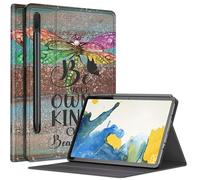 Coque en bois à paillettes pour Samsung Galaxy Tab S8 Plus/Tab S7 FE 12,4" 2021/Galaxy Tab S7 Plus 2020, plusieurs angles de vue avec porte-stylo S et mise en veille/réveil automatique