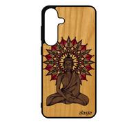Coque En Bois Bouddha Pour Galaxy S25+ Plus Silicone Pochoir Mobile Case Mandala Ethnique Antichoc Zen Sm-S936b Bouddhisme Pour Samsung