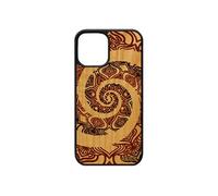 Coque en bois de protection iPhone 12 pro max silicone Mandala oriental bouddhisme solide tibet floral rosace jolie effet 3d