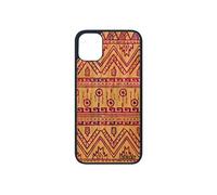Coque en bois Motif azteque iPhone 11 pro silicone decoratif fond fait main ethnique tribal art etui violet effet 256 Go de