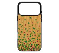 Coque En Bois Naturel Confettis Pois Pour Iphone 17 Pro Max Silicone Vert Petales Portable Fait Main Motif 4g Effet Etui Telephone