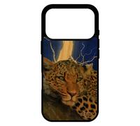 Coque En Bois Naturel Pour Iphone 17 Pro Silicone Leopard Guepard Jaguar Eclair Foudre Fauve Animaux Animal Telephone Sauvage 4g De