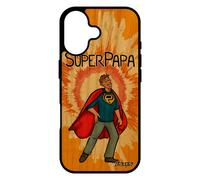 Coque En Bois Naturel Silicone Pour Iphone 17 Super Papa Orange Humoristique Comics Bd Drole Tpu Heros Portable Telephone 4g