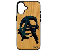 Coque En Bois Pour Apple Iphone 16+ Plus Silicone Anarchie Hardrock Housse Tattoo Tague Motif Anarchiste Ni Dieu Ni Maitre Antichoc Tpu