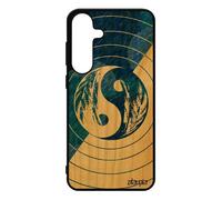 Coque En Bois Pour Galaxy S25+ Plus Silicone Yin Et Yang Couleur Bleu Homme Ying Cercle Gar¿On Pastel Mobile Equilibre Telephone Pour Samsung