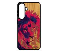 Coque en Bois pour Galaxy S26+ Plus Silicone Lion Peinture Roi Rigide felin Design Animal Savane SM-S947E Rose lionne Animaux de pour Samsung