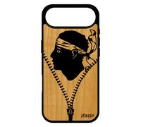 Coque En Bois Pour Iphone 17 Air Silicone Drapeau Corse Football Corsica Basket Foot Smartphone Motif Case Noir