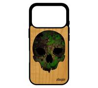 Coque en bois pour iPhone 17 pro silicone tete de mort housse mobile graff army TPU homme biker militaire epouvante made in France