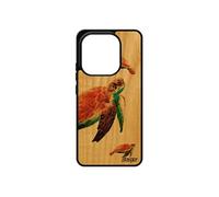 Coque en bois pour Xiaomi Redmi Note 14 4G Europe silicone tortue geante nature animal original jeu. ocean noir orange design peinture de