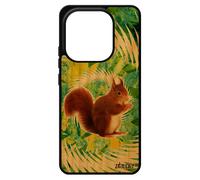 Coque En Bois Redmi Note 14 4g Europe Silicone Ecureuil Vert Animal Mignon Mandala Texture Foret Animaux Noir Made In France Pour Xiaomi