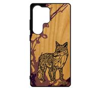 Coque En Bois Renard Pour Galaxy S25 Ultra Et Silicone Peinture Telephone Original Tribal Goupil De Protection Ethnique Etui Pour Samsung