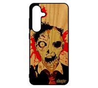 Coque En Bois S24 Fe Silicone Zombie Apocalypse Gore Horreur Housse Orange Eclaboussure Halloween Case Mobile Naturel Pour Samsung Galaxy
