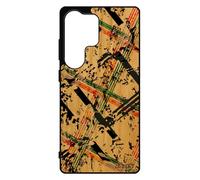 Coque en Bois S25 Ultra Silicone Carreau Tartan Abstrait Vert Design Gel Effet 4G Fond Noir de Protection SM-S938B/DS pour Samsung Galaxy