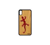 Coque en bois salamandre pour iPhone XR silicone housse telephone design a
