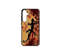 Coque en bois salamandre pour Samsung galaxy S25+ Plus silicone Rouge pas cher jolie esprit du feu cadeau de noel lezard case femme amour