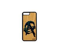 Coque en bois silicone Apple iPhone 7 Plus anarchie étui punk made in France de