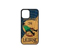 Coque en bois silicone de protection iPhone 12 mini j'peux pas j'ai licorne drole humoristique telephone cheval comique bumper