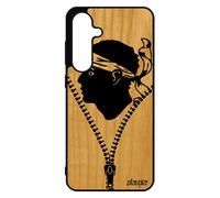 Coque En Bois Silicone De Protection Pour Samsung S24 Fe Drapeau Corse Corsica Pas Cher Football Etui Rigide Basket Foot Souple Pour Galaxy