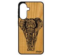 Coque En Bois Silicone Elephant Pour Galaxy A56 5g Portable Noir Tribal Noir Et Blanc D'asie Mobile De Protection Animaux Savane Pour Samsung