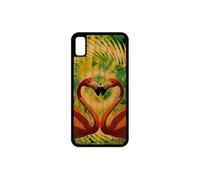 Coque en bois silicone iPhone XR flamand rose amour antichoc cour fleurs nature animal vert design 4G animaux oiseau love case