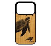 Coque En Bois Silicone Pour Iphone 17 Pro Et Tortue Animal Luth Rigide Animaux Gris Design Noir Marin Nature Jolie Pas Cher De Mer