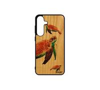 Coque en bois silicone pour Samsung S25+ Plus tortue geante mobile SM-S936B/DS design nature original ocean orange animaux de pour galaxy