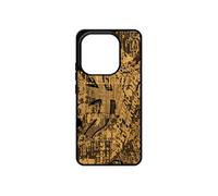 Coque en bois silicone Redmi Note 14 4G Europe et street art tag antichoc design tagué cadeau fond motif effet graffiti frêne pour Xiaomi