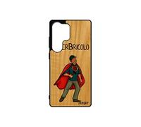 Coque en bois silicone S25 Ultra super bricolo bricoleur etui papa rouge papy texte personnalisé humour drole père de pour Samsung galaxy