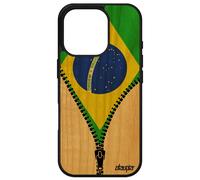 Coque En Bois Veritable Drapeau Bresil Bresilien Pour Iphone 16 Pro Silicone Sport Jo Case Telephone Caoutchouc Etui Foot Apple
