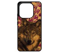 Coque En Bois Veritable Pour Redmi Note 14 4g Europe Silicone Loup Plante Louve Predateur Telephone Design Nature Alpha Noir Pour Xiaomi