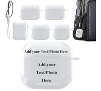 Coque en caoutchouc TPU souple transparent personnalisable avec n'importe quel texte, nom, initiales, musique, chanson, étui de chargement sans fil visible, créez votre propre design pour casque