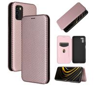 Coque En Carbone Pour Xiaomi Poco M3 Avec Emplacement Pour Carte, Rose