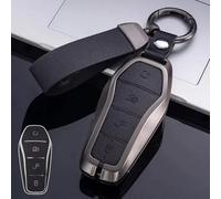 Coque en cuir alliage de zinc pour clé BYD Song Qin Han EV et Tang DM conçue pour protéger et maintenir l'accessibilité complète des boutons (noir)