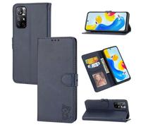 Coque En Cuir Avec Motif Chat Heureux Pour Xiaomi Redmi Note 11 Pro, Bleu