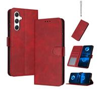 Coque en Cuir Compatible avec Samsung Galaxy A16 4G/5G,Compatible avec Samsung SM-A266M/DS Galaxy A26 5G / A17 SM-A176B Étui pour téléphone à clapet Coque Red