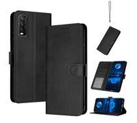 Coque en Cuir Compatible avec Vivo IQOO U1X ,Compatible avec Vivo Y20 2021 V2043 V2048 / Y20G V2037 V2065 / Y20i V2027 V2032 / Y3S 2021 V2044 / Y20 2020 Étui pour téléphone à clapet Coque Black